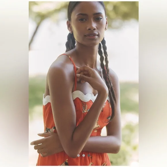 Anthropologie Celandine Linen-Blend Scalloped Mini Dress - Picture 3 of 5